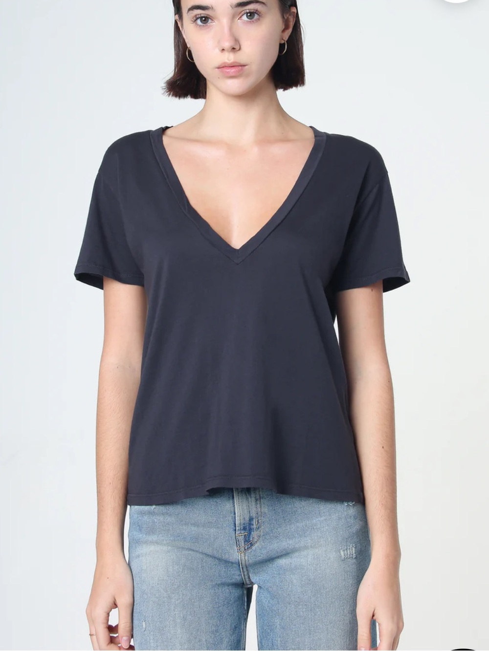 Noend Denim Supima Cotton V-Neck Tee in Vintage Black